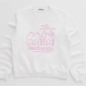 (M) NWT $225 Madhappy Miami Store Exclusive Fleece Crewneck White‎ Pink